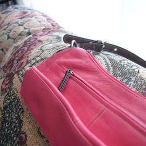 bright pink leather mini purse